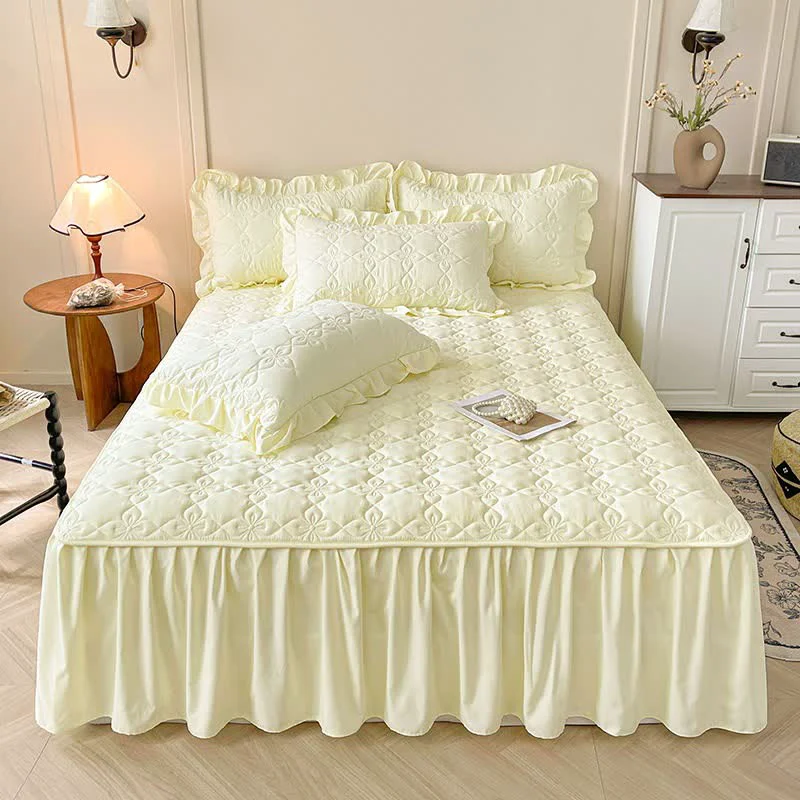 High-Performance Ownkoti Geometric Quilted Bed Skirt Sheet Top-Quality