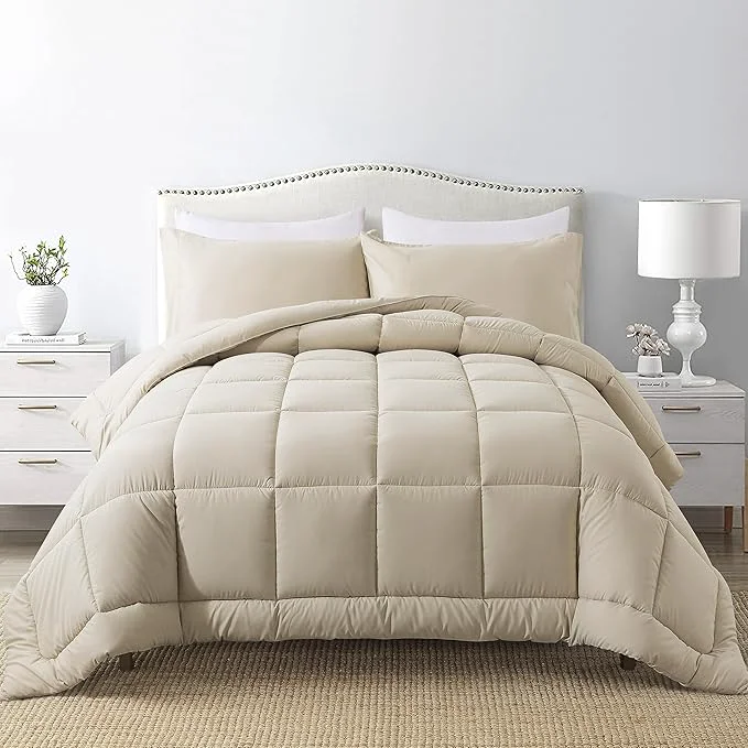 Consistent DOWNCOOL Twin Comforter Set -All Season Bedding Comforters Sets with 1 Pillow Case -2 Pieces Bed Set Down Comforter Set -Beige Twin Bedding Sets 64 quot x88 quot Official