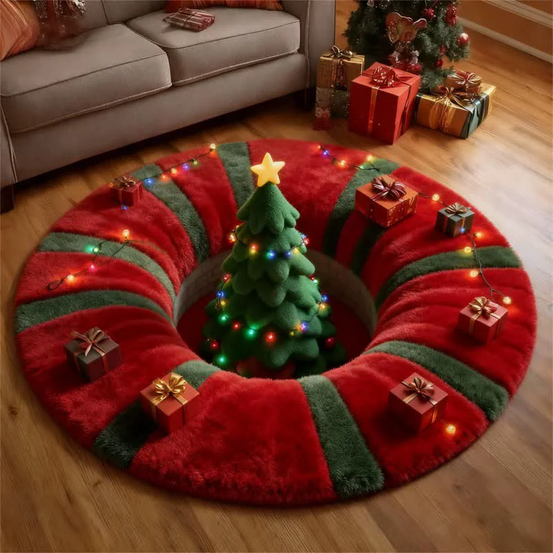 Long-Lasting Ownkoti Christmas Tree 3D Effect Rug Optimized