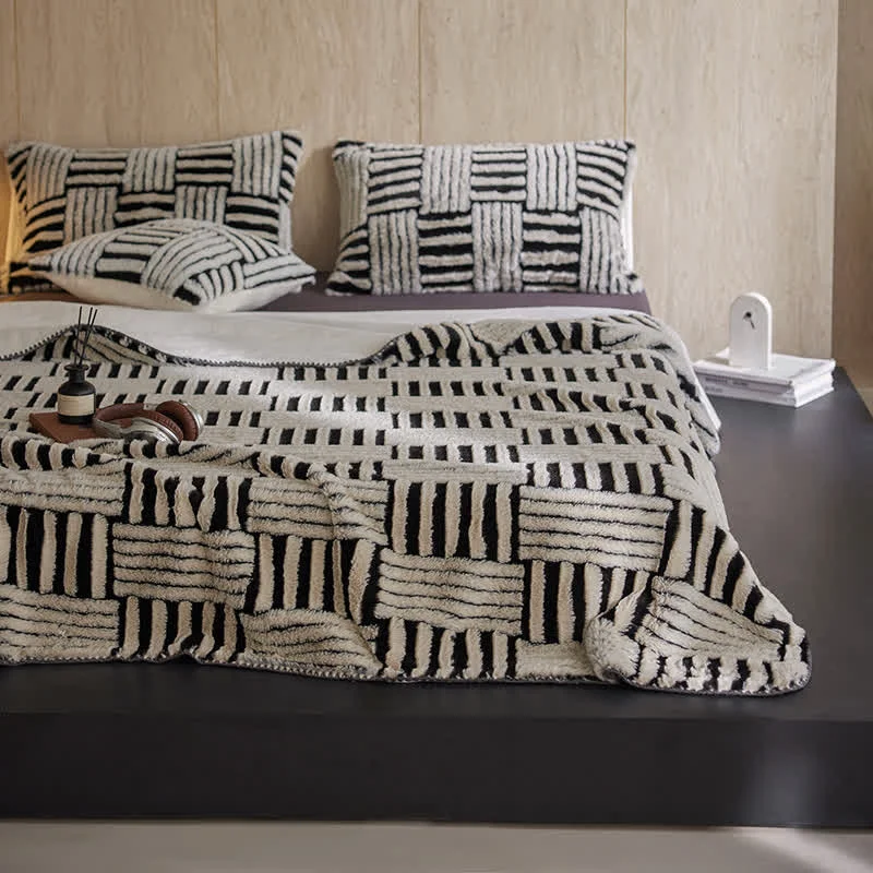 Versatile Ownkoti Jacquard Geometric Fleece Throw Blanket Fashionable
