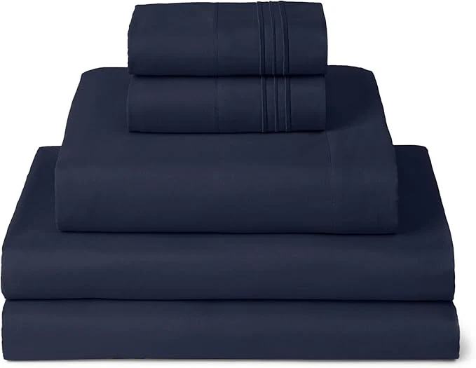 Fast Mellanni Split King Sheets Set – 5 PC Iconic Collection Bedding – Hotel Luxury Extra Soft Cooling Bed Sheets – Wrinkle Fade Stain Resistant Split King Navy Blue Exceptional