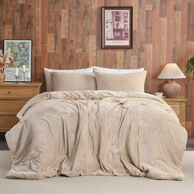 Traditional Wajade King Size Comforter Set- 3 Pieces Kahki Bed in A Bag for All Seasons Bedding Set with 1 Comforters and 2 Pillowcases All Seasons Reliable