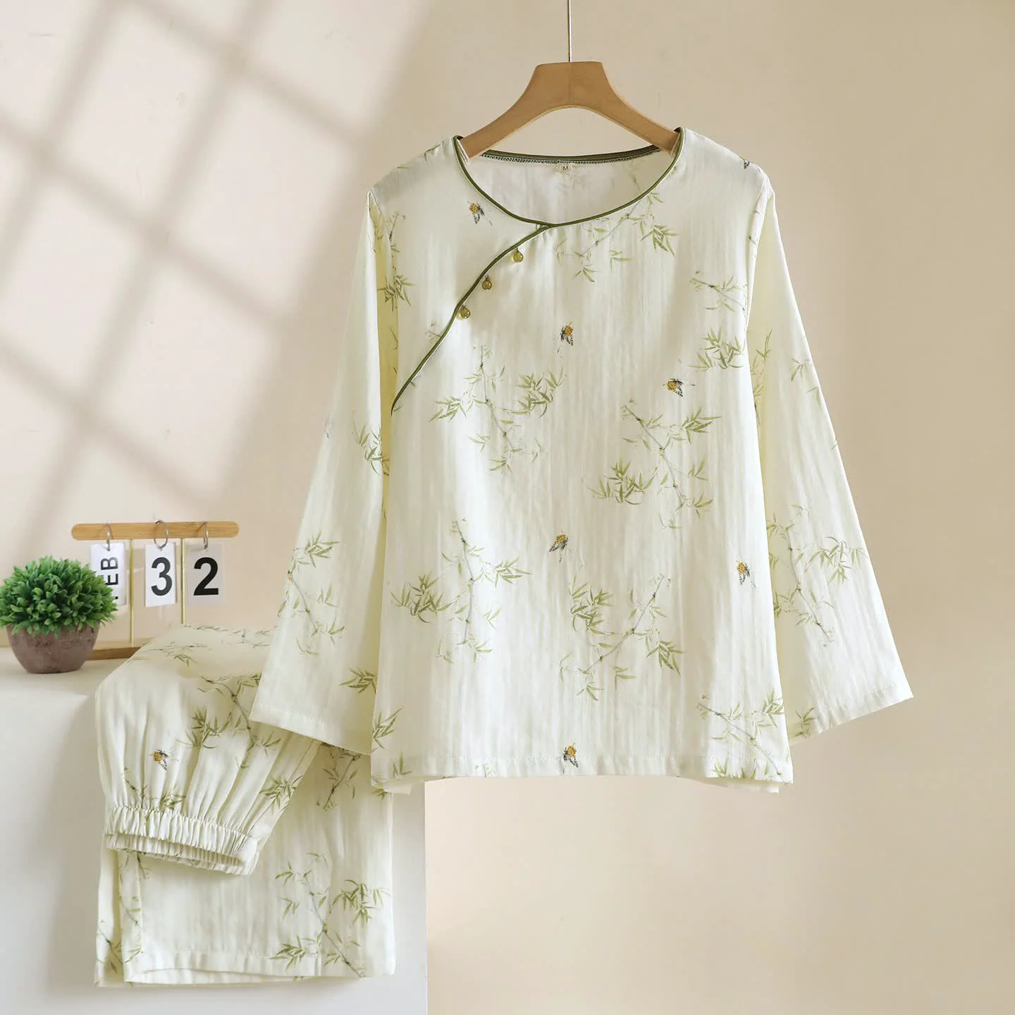 Certified Ownkoti Oriental-inspired Bamboo Butterfly Cotton Loungewear Elite