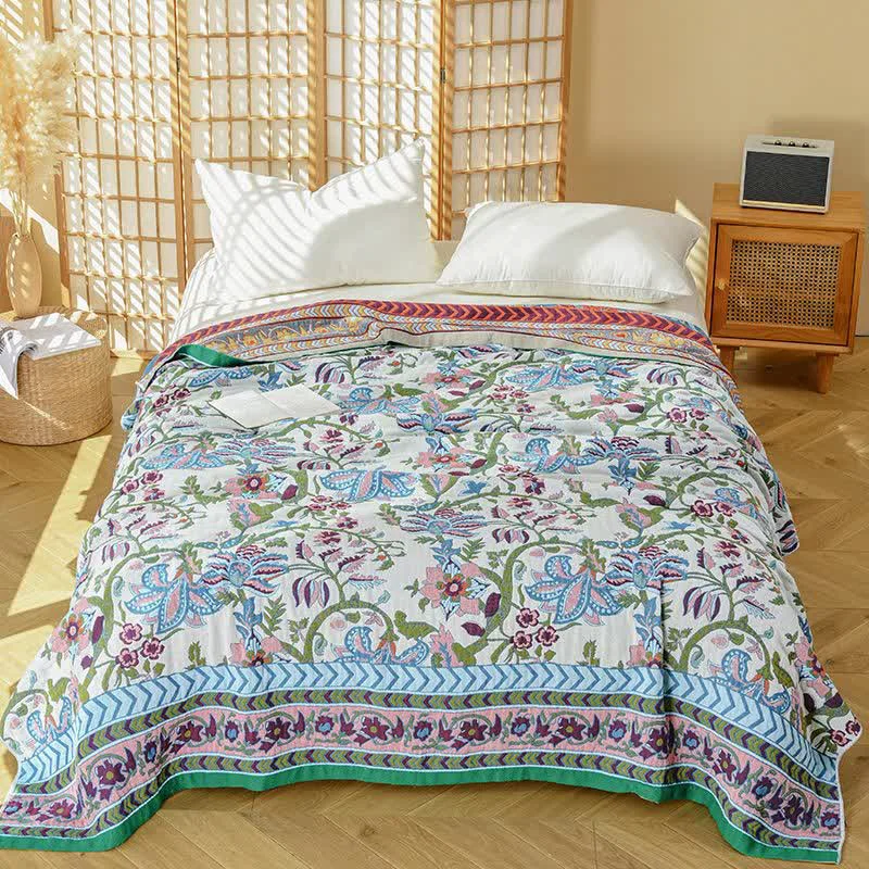 Exceptional Ownkoti Floral Branch Pure Cotton Gauze Quilt User-Friendly