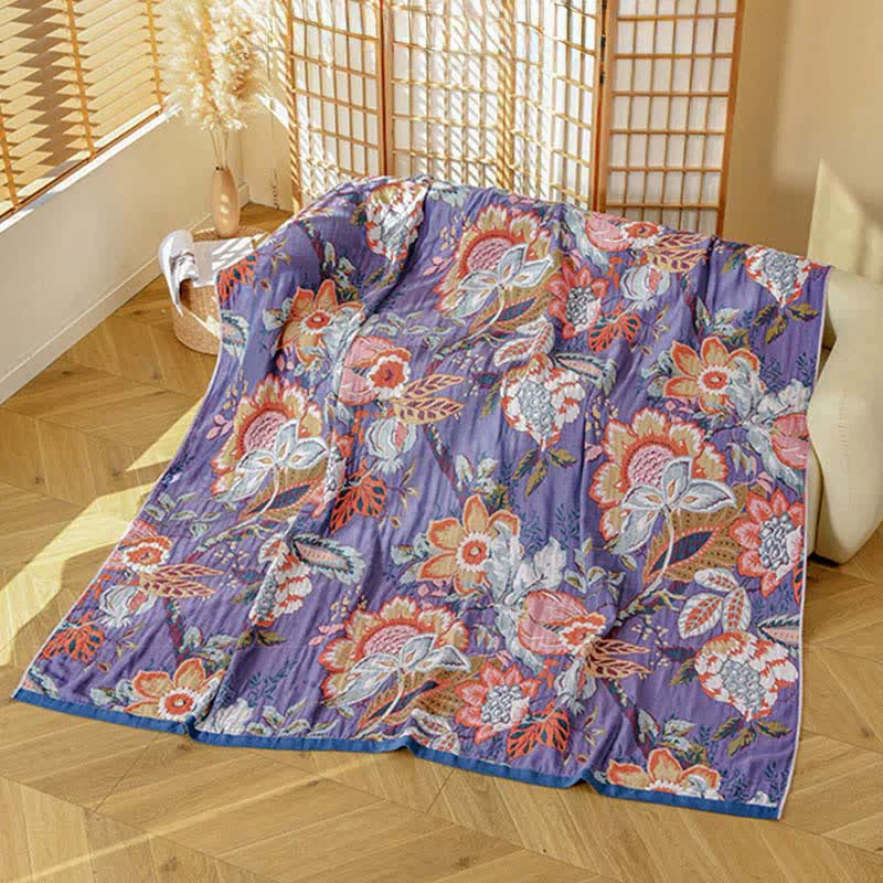 Smooth Ownkoti Dreamy Floral Pure Cotton Gauze Blanket Next-Generation