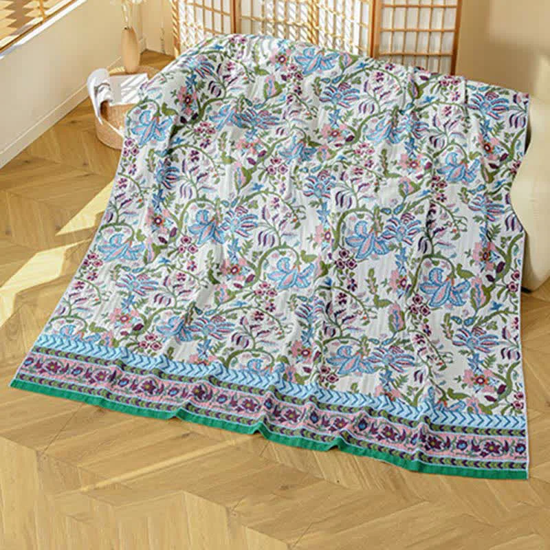 Safe Ownkoti Floral Branch Pure Cotton Gauze Blanket Durable