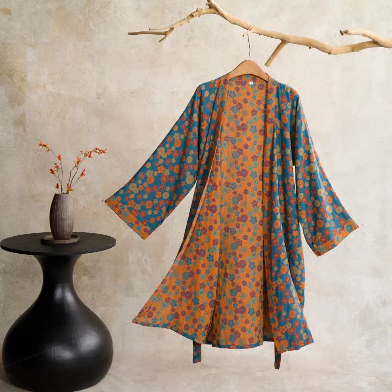 Solid Ownkoti Vintage Floral Jacquard Cotton Kimono Robe Prestigious