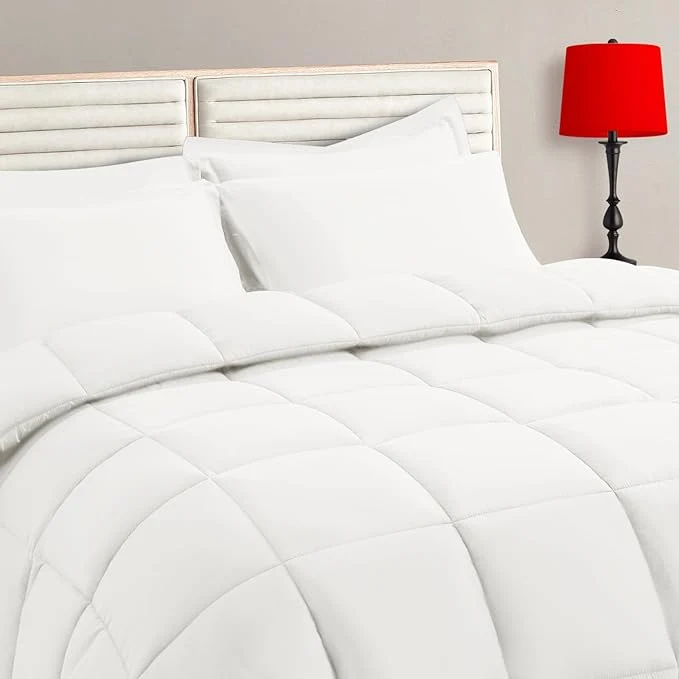 Premium TAIMIT Ivory Twin Size Comforter Set – 5 Pieces Bed in a Bag Bedding Sets with All Season Soft Quilted Warm Fluffy Reversible Comforter Flat Sheet Fitted Sheet 1 Pillow Shams 1 Pillowcases Professional