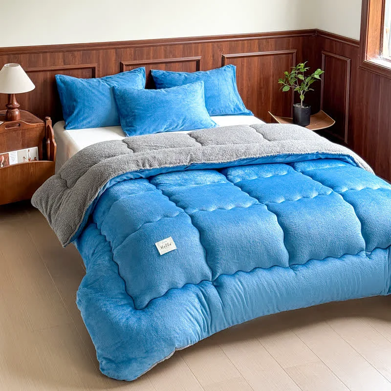 Easy-to-Use Ownkoti Plush Solid Quilted Sherpa Blanket First-Class