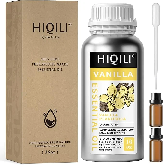 Relaxed HIQILI 16 Ounces Vanilla Essential Oil Strong Fragrance Original Design