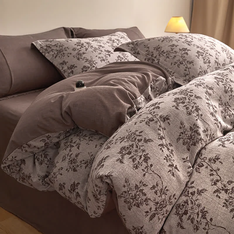 Premium Material Ownkoti Elegant Floral Branch Cotton Gauze Bedding Set Soft