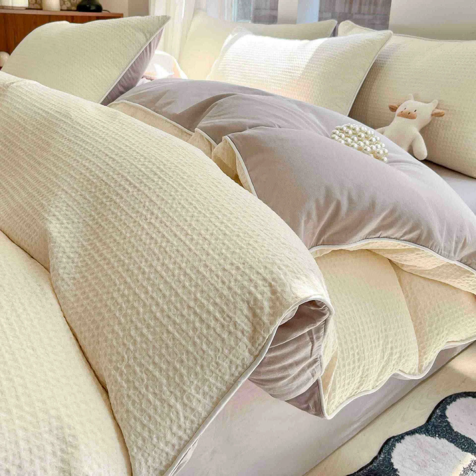 Unique Ownkoti Minimalist Waffle Cotton Bedding Set Pure