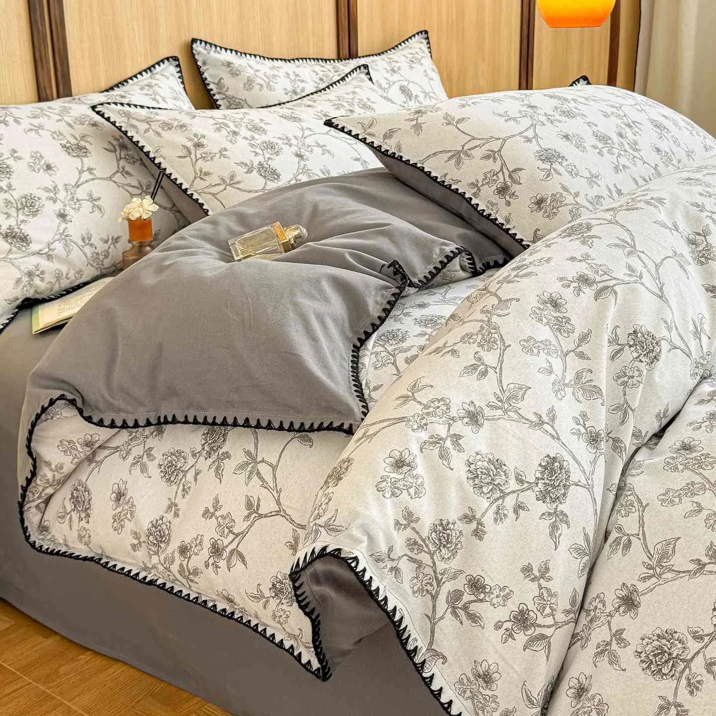 Detailed Ownkoti Elegant Floral Brushed Cotton Bedding Set Easy-to-Use