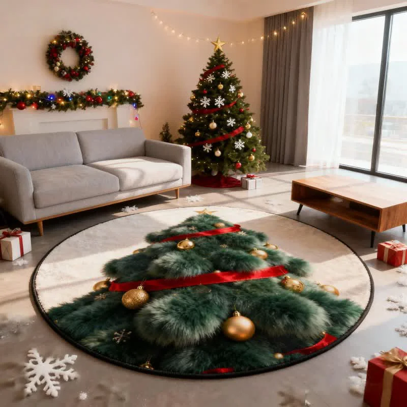 Optimized Ownkoti Jingle Bell Christmas Tree 3D Rug Certified