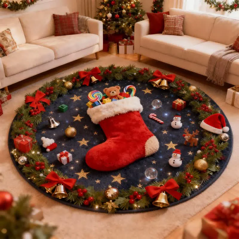 Optimized Ownkoti Christmas-themed Stockings 3D Effect Rug Artisan