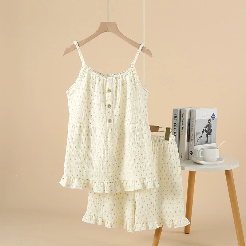 Elite Cherry Print Cotton Gauze Cami Pajamas Enhanced