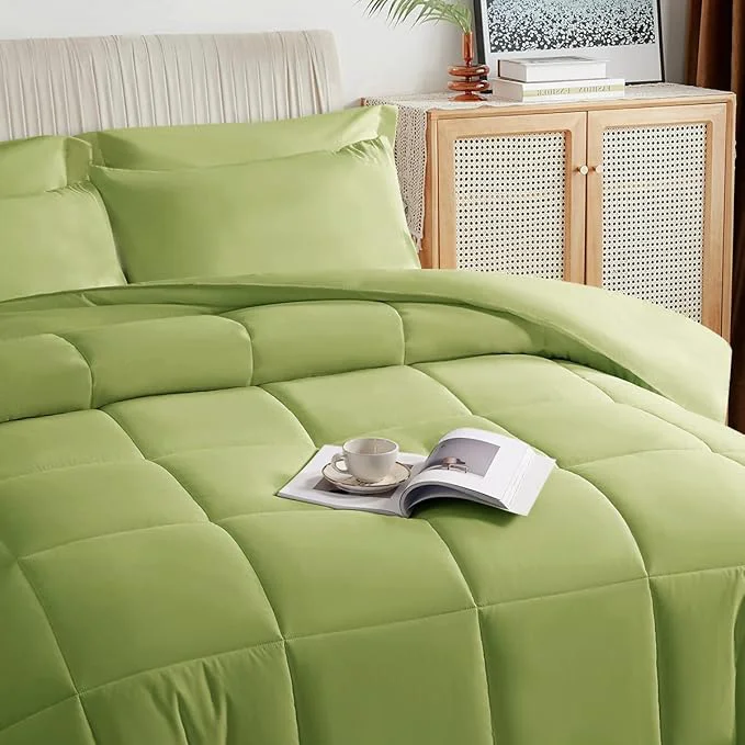 Excellent TAIMIT Sage Green Full Size Comforter Set – 7 Pieces Bed in a Bag Bedding Sets with All Season Soft Quilted Warm Fluffy Reversible Comforter Flat Sheet Fitted Sheet 2 Pillow Shams 2 Pillowcases Optimized