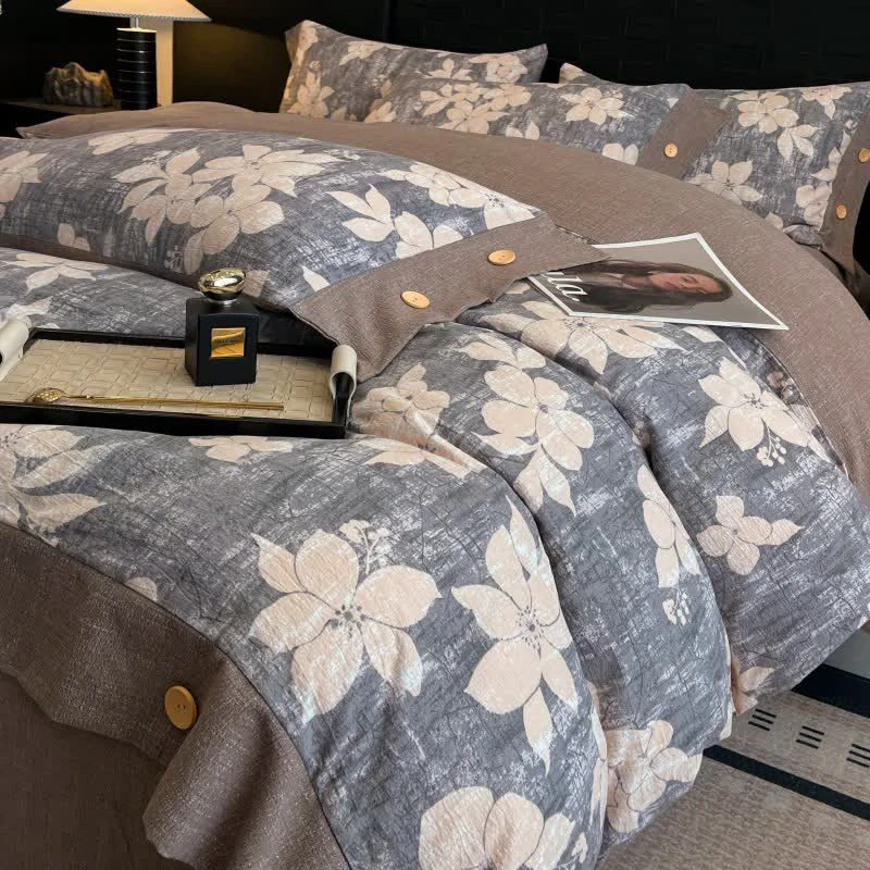 Reusable Ownkoti Lily Linen Button Bedding Set 4PCS Quality