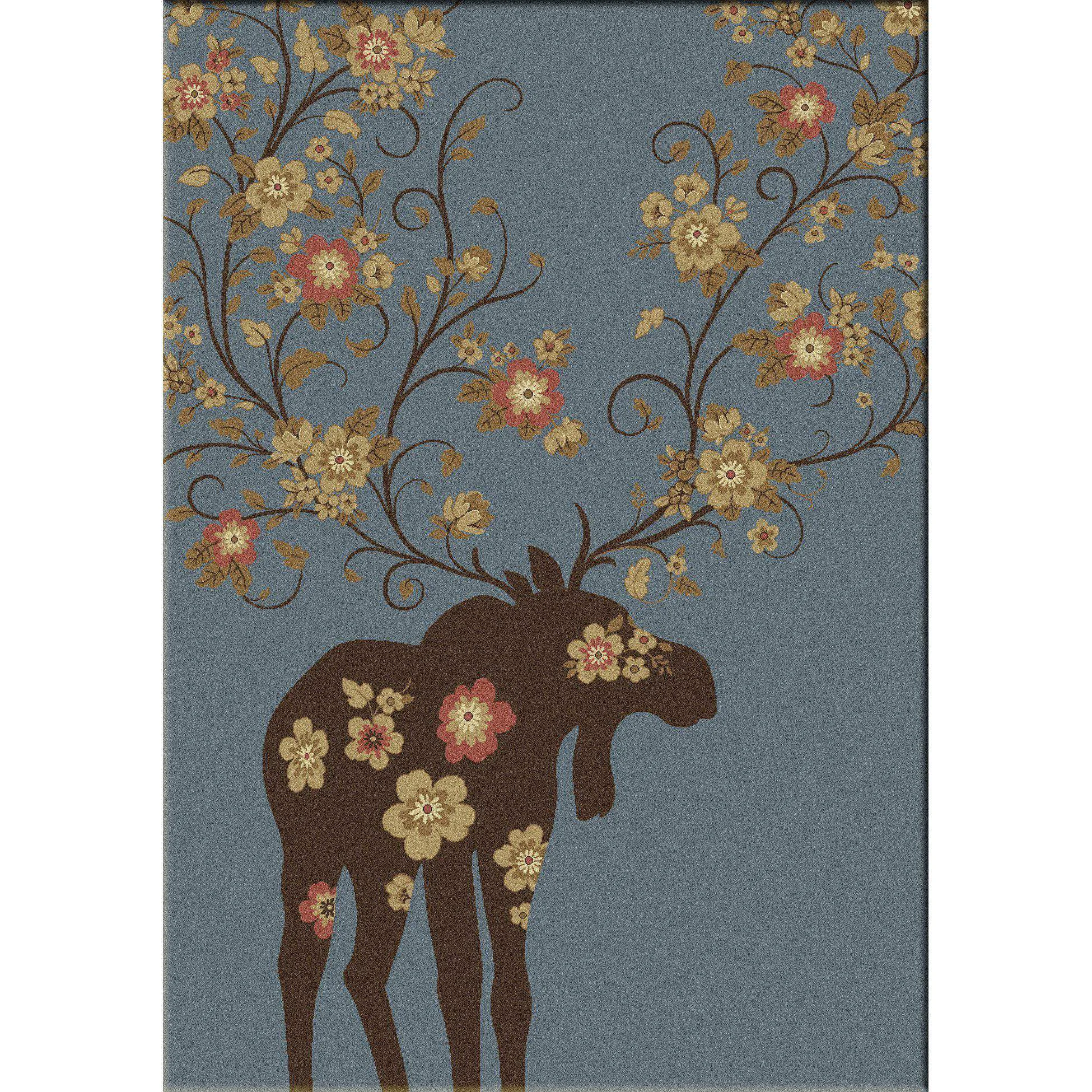 First-Class Springtime Moose Rug – Blue Top-Quality