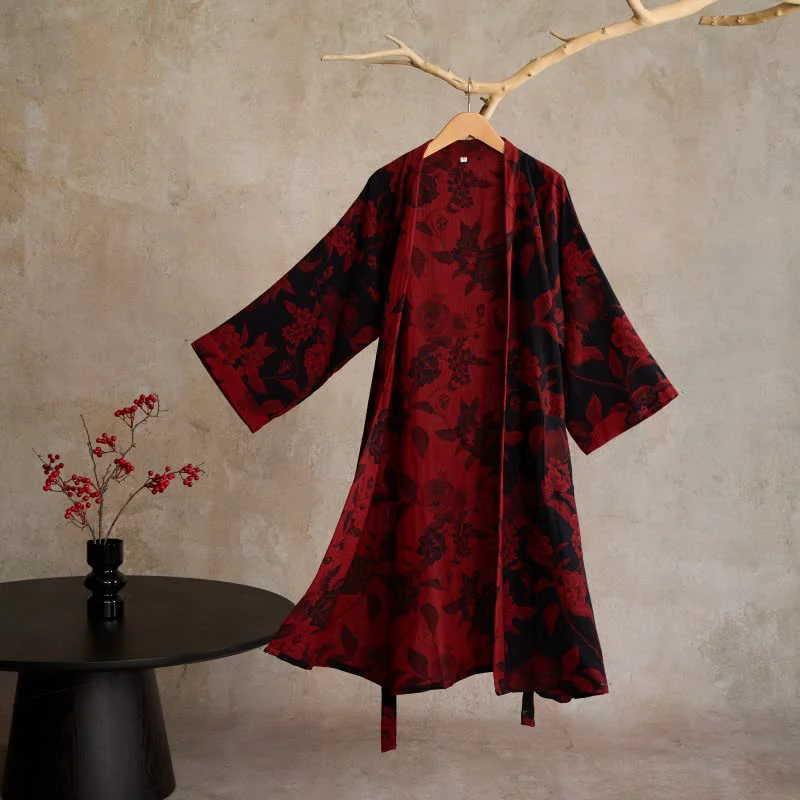 Certified Ownkoti Peony Cotton Jacquard Kimono Robe Responsible