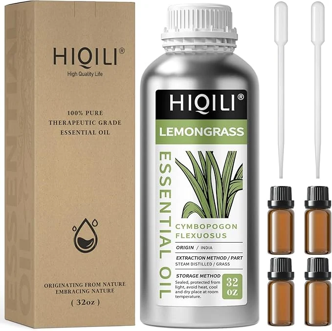 Recyclable HIQILI 32 Fl Oz Lemongrass Essential Oil Pure Natural Undiluted Premium Powerful