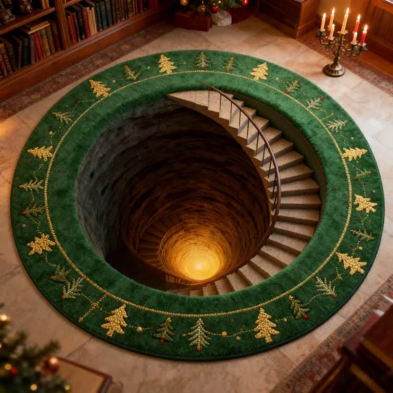 Eco-Friendly Ownkoti Christmas 3D Staircase Illusion Rug High-Quality