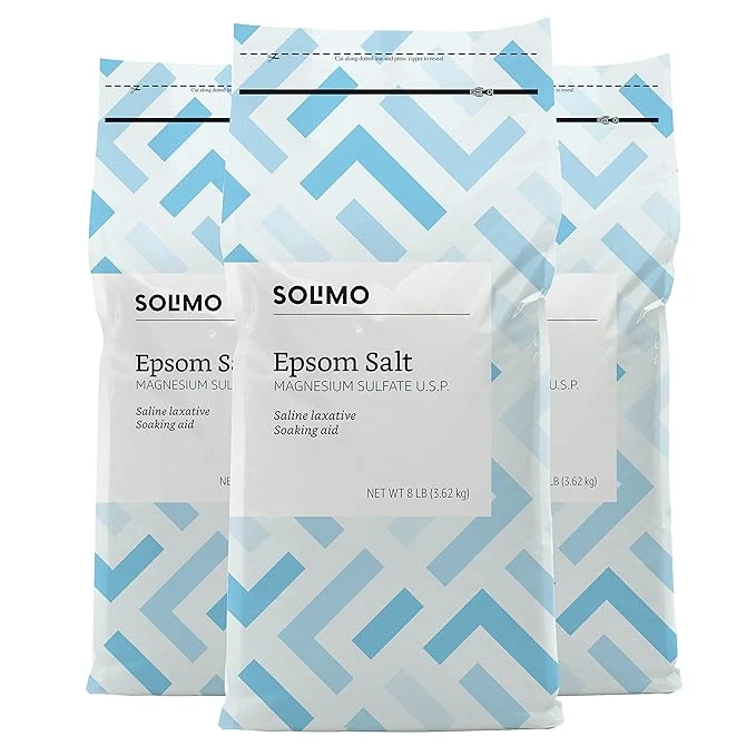 Superior Amazon Brand – Solimo Epsom Salt Soak Magnesium Sulfate USP Relaxing Bath Sustainable