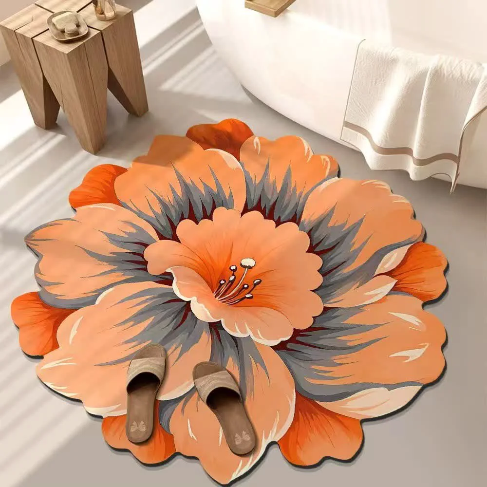 Lightweight Ownkoti Rustic Style Flower 3D Effect Rug Convenient