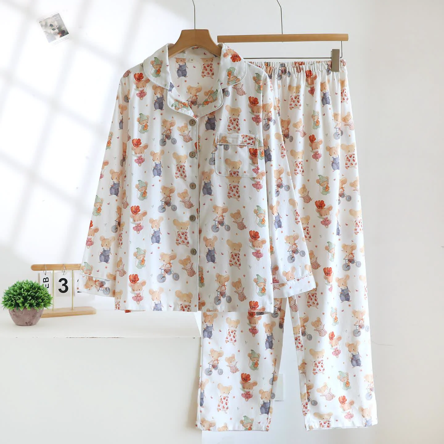 Superior Ownkoti Cartoon Animal Brushed Cotton Loungewear Set Selected