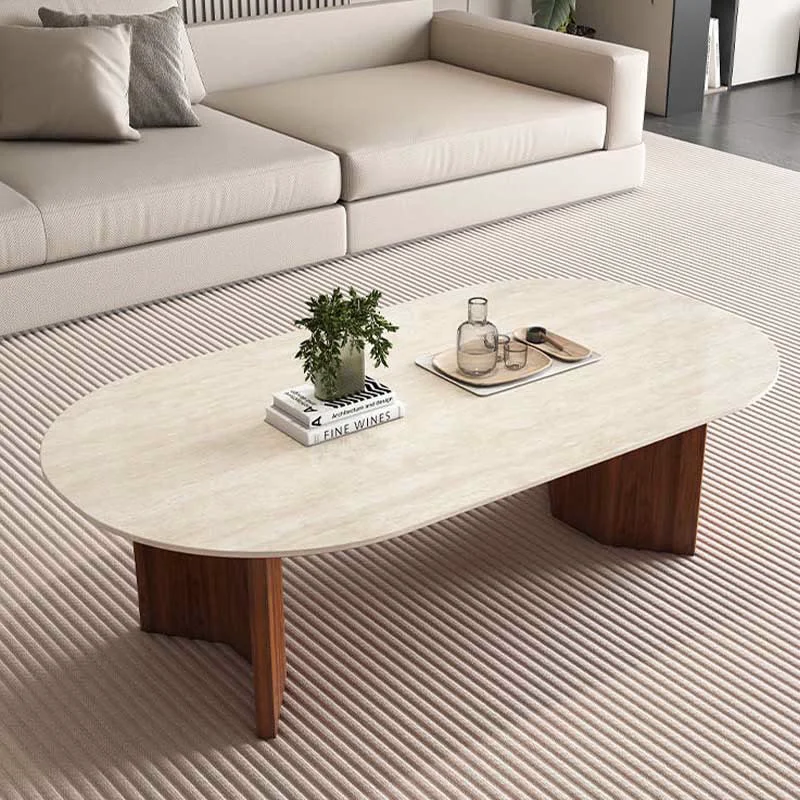 Top-Quality Ownkoti Slate Oval Walnut Coffee Table Smart