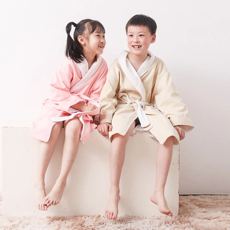 World-Class Ownkoti Minimalist Solid Color Pocket Child Bathrobe