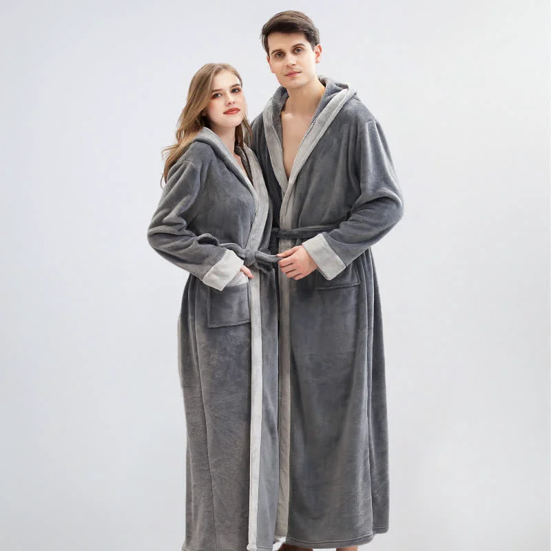 Casual Ownkoti Unisex Fleece Plush Warm Hooded Robe Exceptional