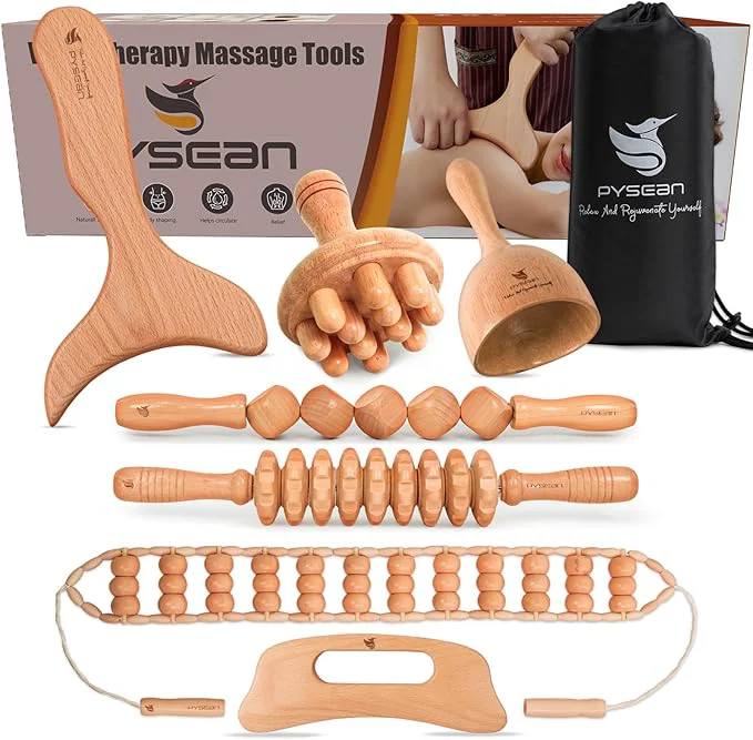 Comfortable Wooden Massage Tool Set 7-Piece Body Massage Kit Safe