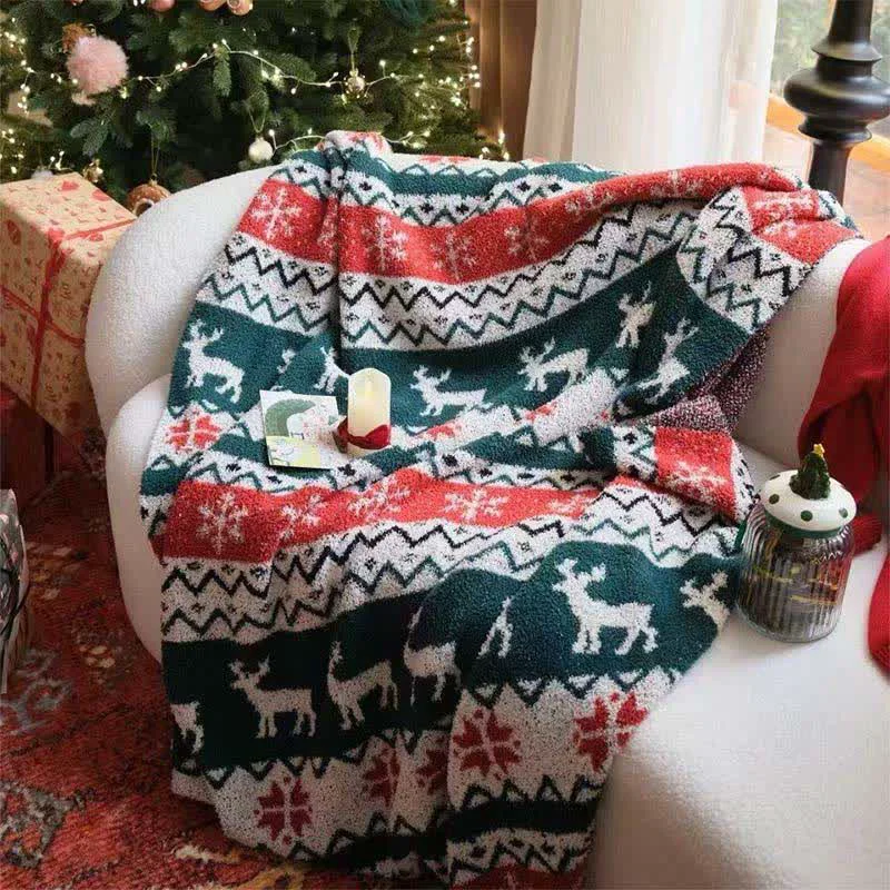 Selected Ownkoti Christmas Fair Isle Reindeer Throw Blanket Stylish