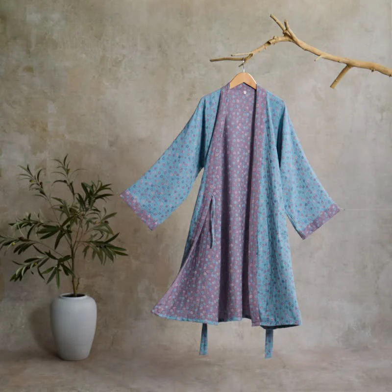 Smart Ownkoti Rustic Floral Jacquard Cotton Kimono Robe Genuine