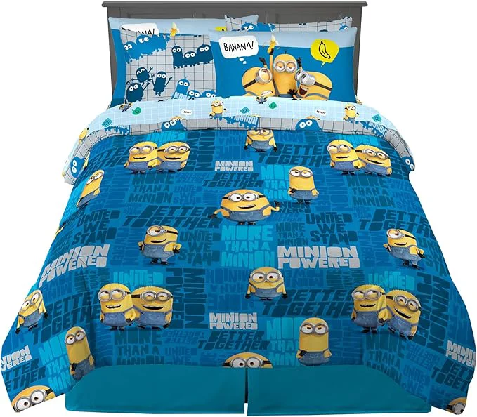Premium Franco Kids Bedding Super Soft Comforter and Sheet Set with Sham 7 Piece Full Size Minions The Rise Of Gru User-Friendly