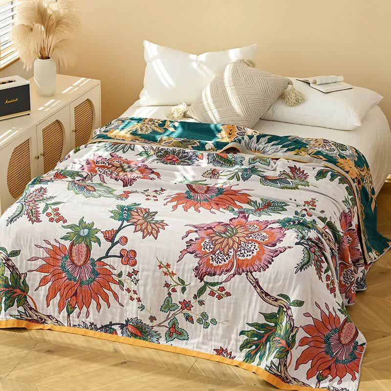 Superior Ownkoti Retro Blooming Flower Cotton Gauze Quilt Outstanding