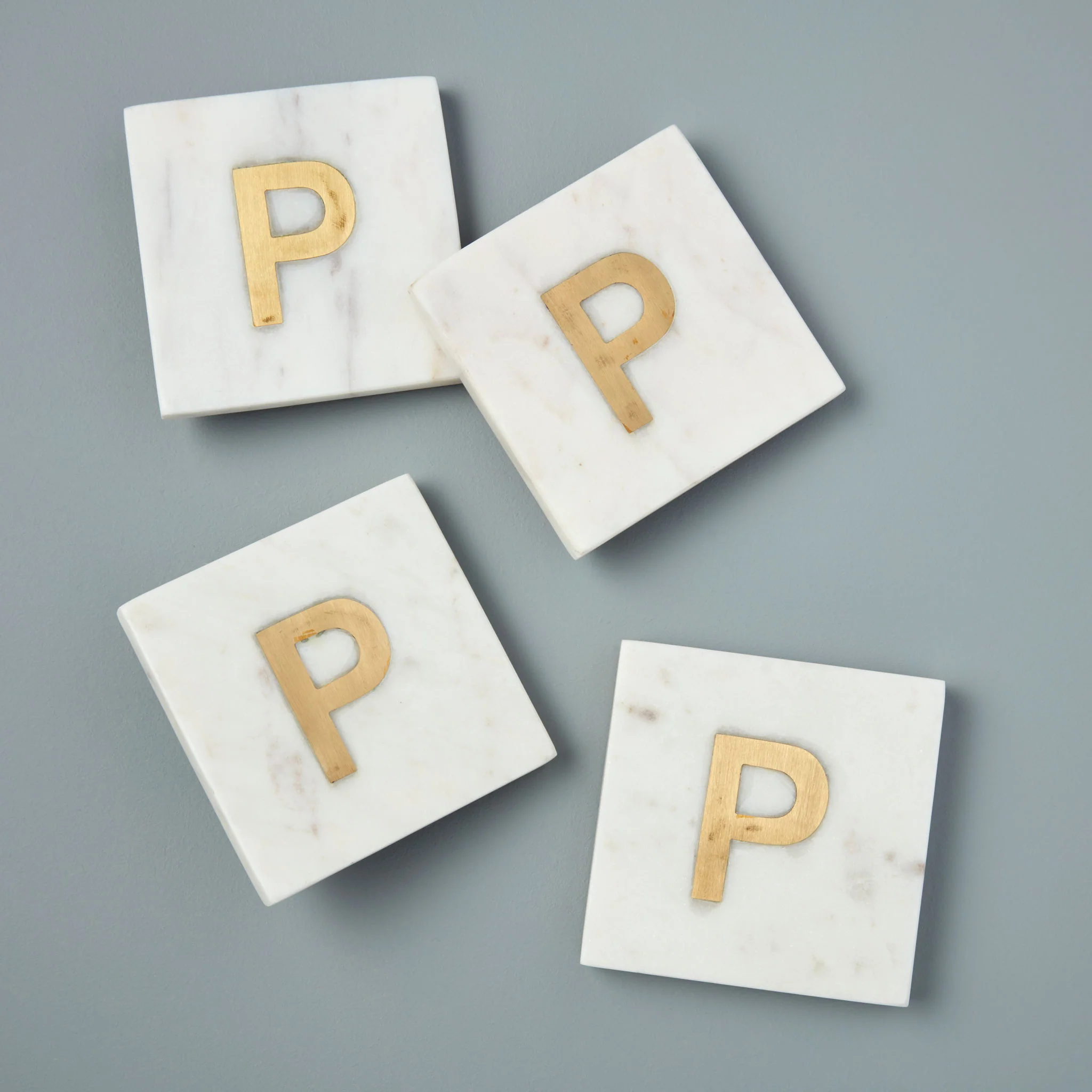 Secure Verona Marble Monogram Coasters Set of 4 – Letter P Optimized