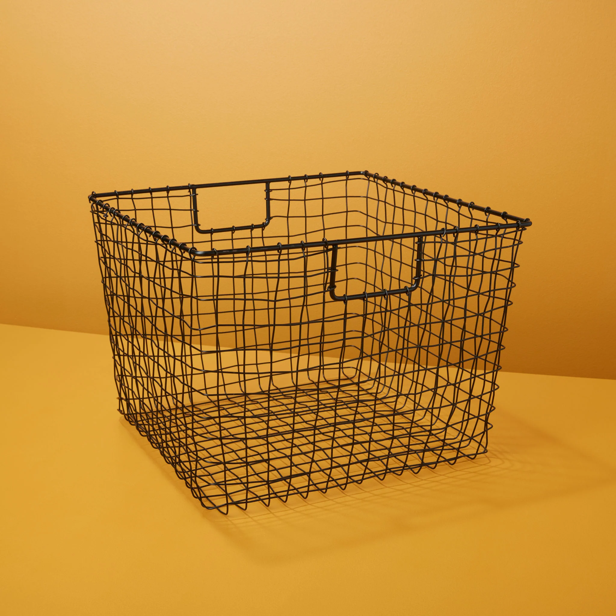 Contemporary Black Wire Square Basket Top-Quality