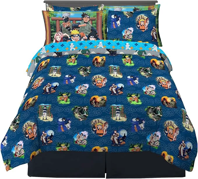 Prestigious Naruto Anime Bedding Super Soft Comforter and Sheet Set with Sham 7 Piece Full Size By Franco Breathable