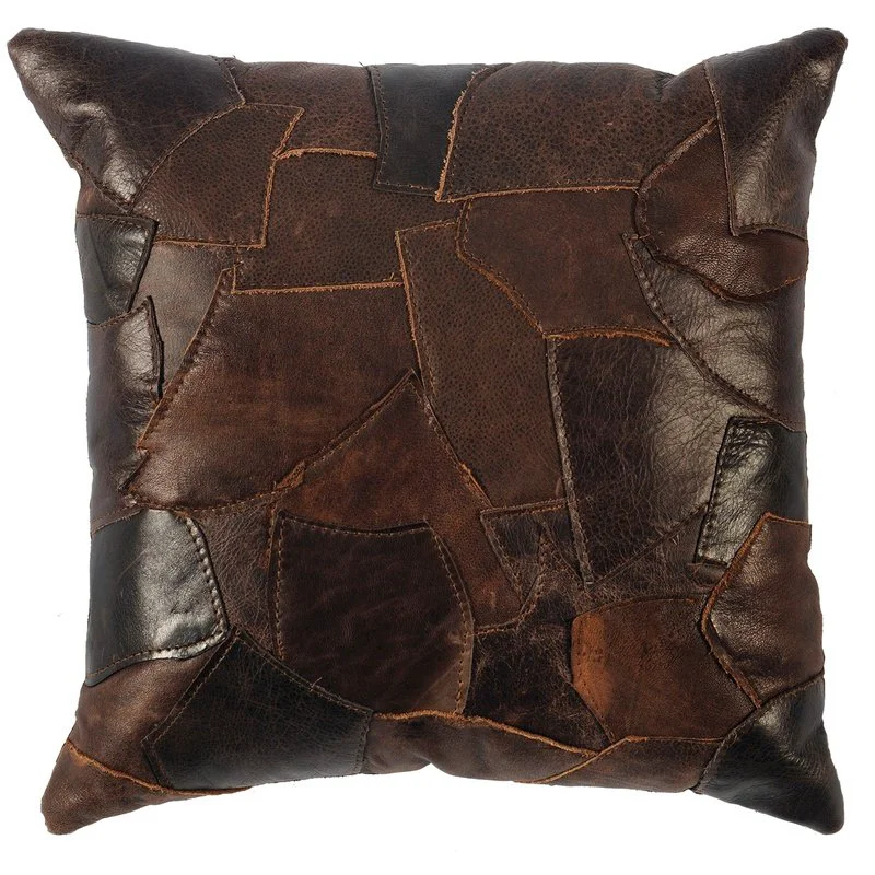 User-Friendly Patchwork Leather Pillow 16 quot x16 quot Exclusive