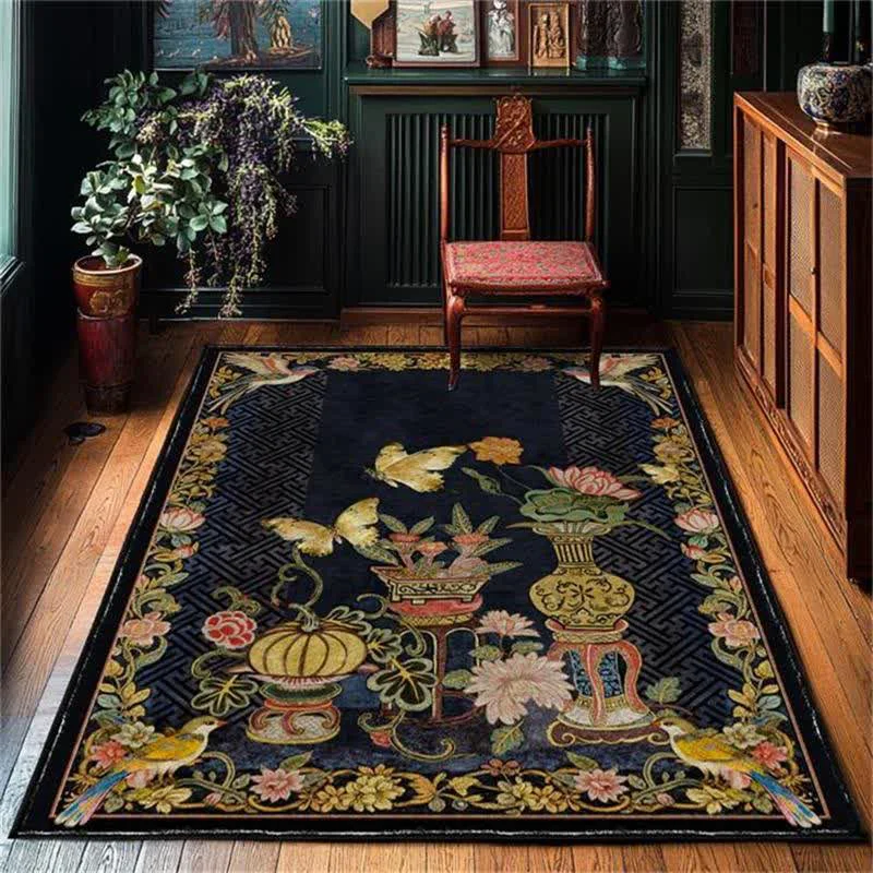 Modern Ownkoti Vintage Floral amp Bird Foldable Area Rug First-Class
