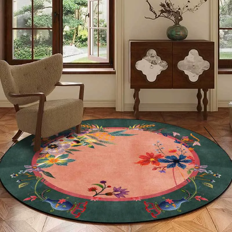 Fast Ownkoti Vintage Bright Floral Round Area Rug Dependable