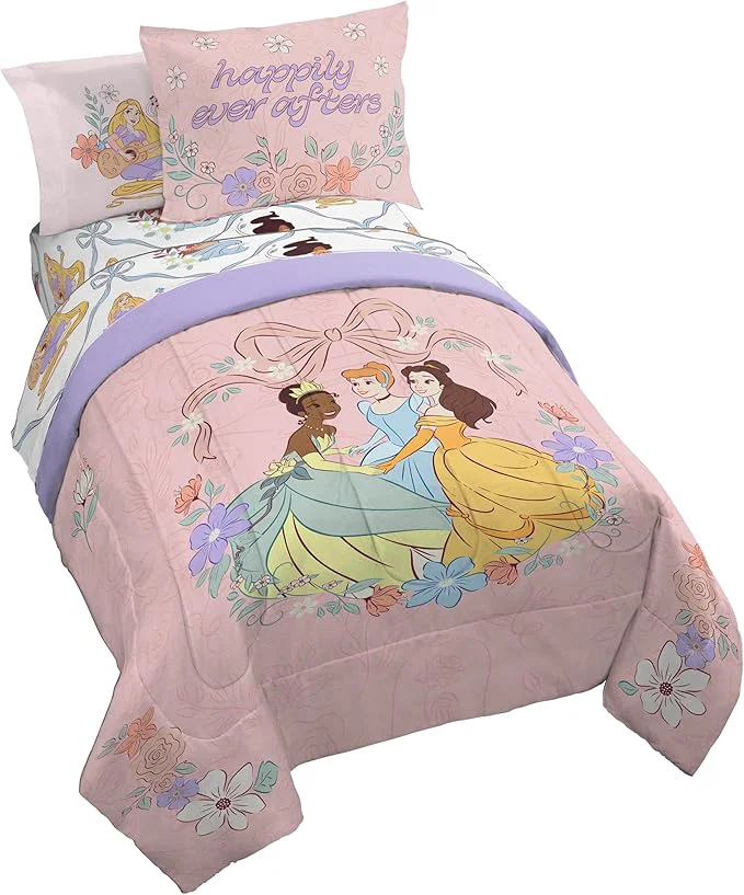 Superior Jay Franco Kids Comforter Set Includes Sheets and Pillow Covers – Soft and Cozy Bed Set for Stylish Room Decor Pink – Disney Princess 7 Piece Full Easy-to-Use