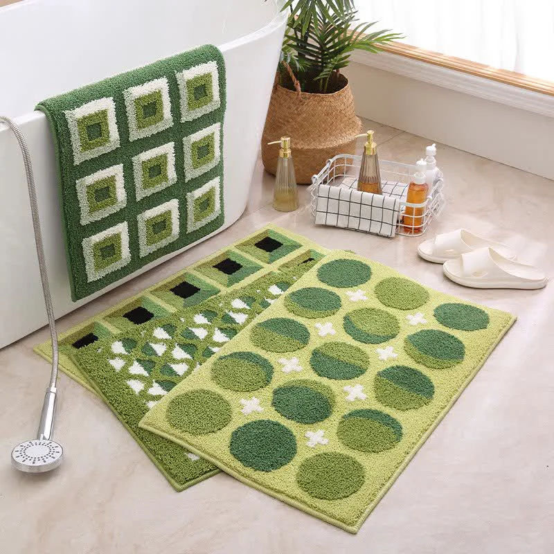 Solid Ownkoti Geometric Pattern Jacquard Non-slip Bath Mat Excellent