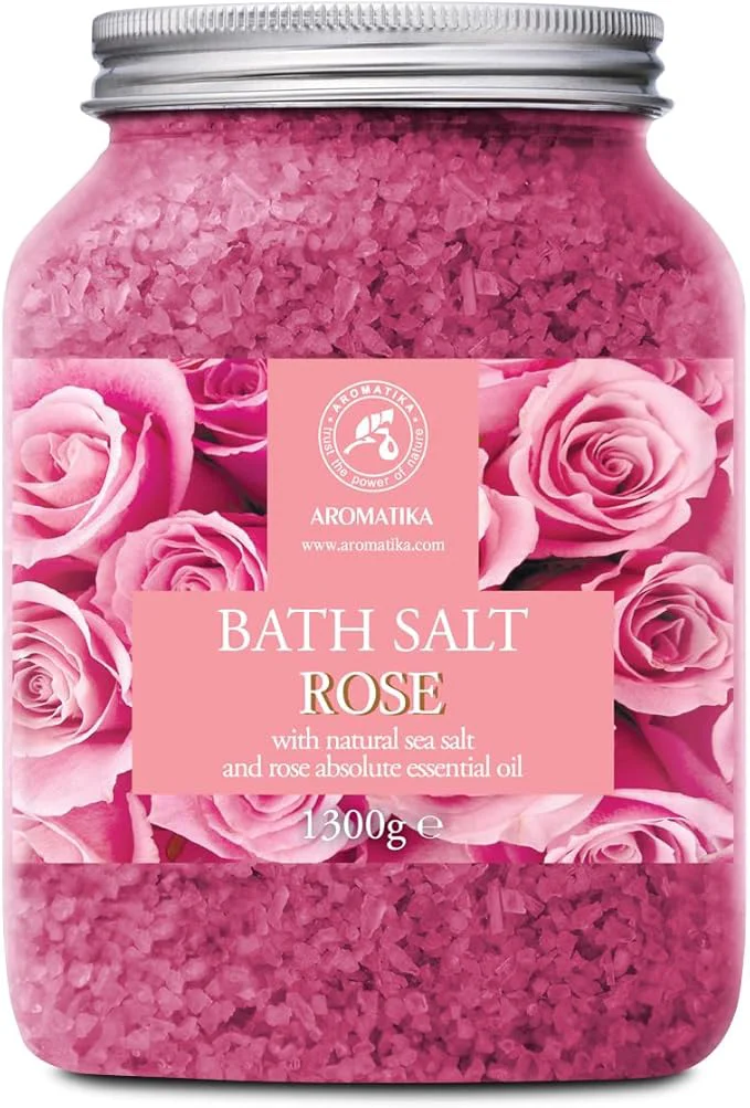 Selected Rose Bath Salts 46 Oz – Natural Rosewood Oil Rose Extract – Bath Additive Organic