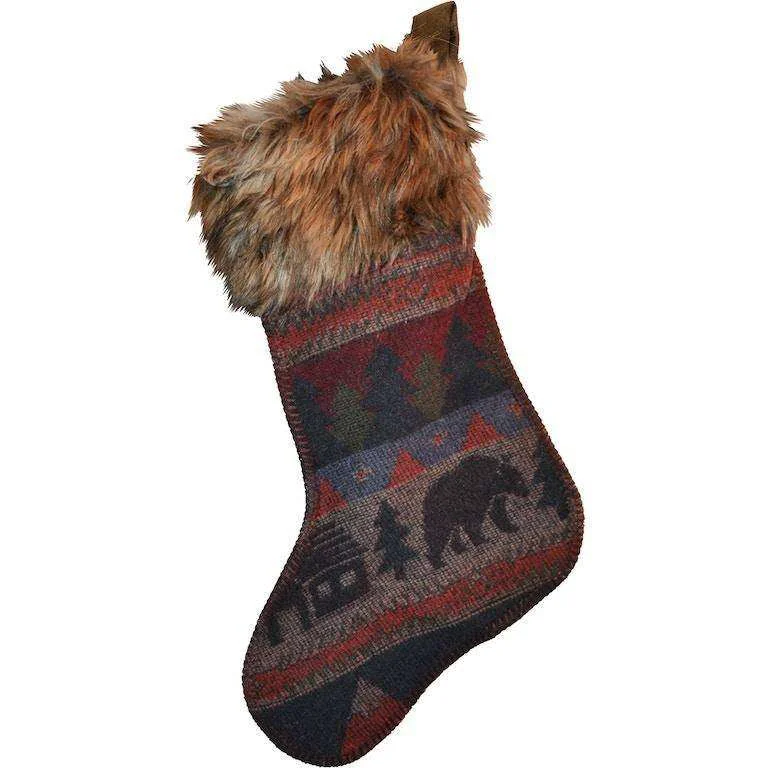 Organic Cabin Bear Christmas Stocking Casual
