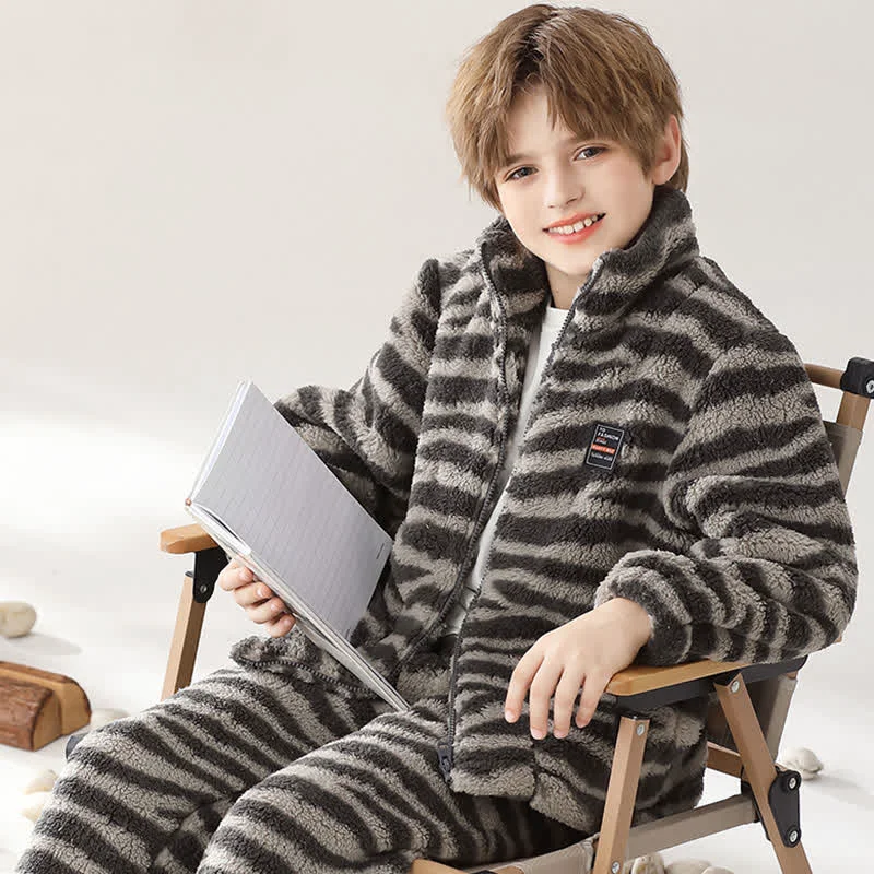Specialty Ownkoti Zebra Print Zip-up Child Loungewear Set Detailed