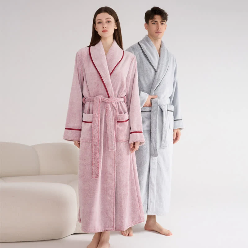 Superior Ownkoti Unisex Plush Solid Color Warm Bathrobe Fashionable
