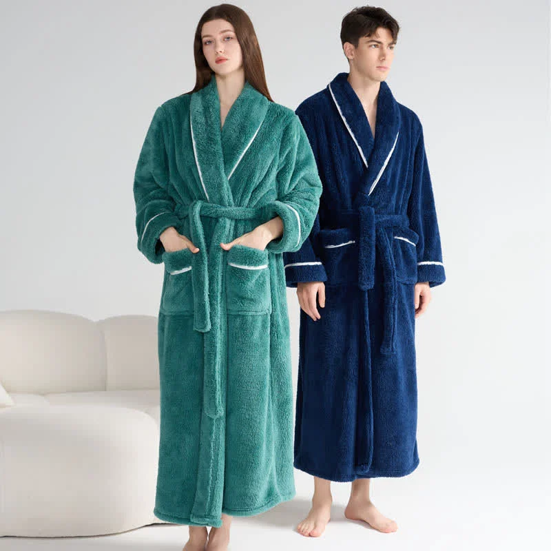 Original Design Ownkoti Unisex Plush Solid Warm Long Robe Soft